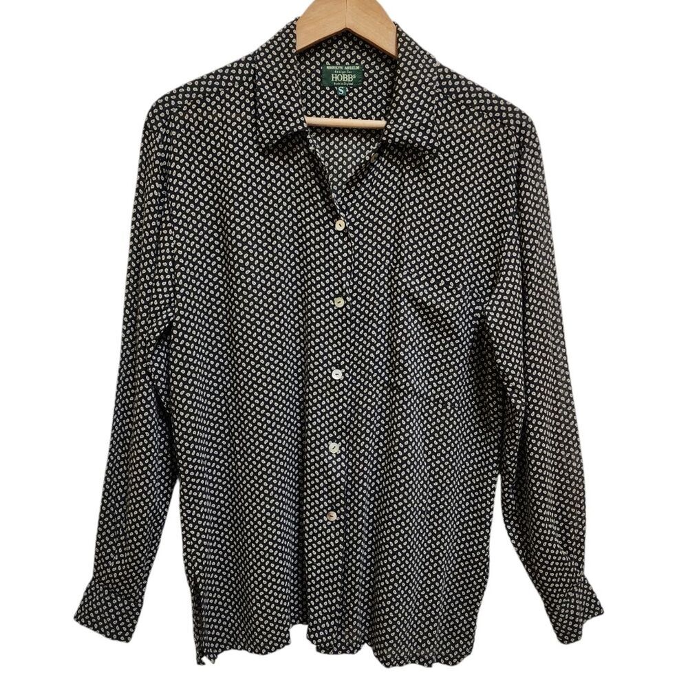 Vintage Marilyn Anselm Hobbs Paisley Shirt Size S Long Slv Pocket Preppy Office